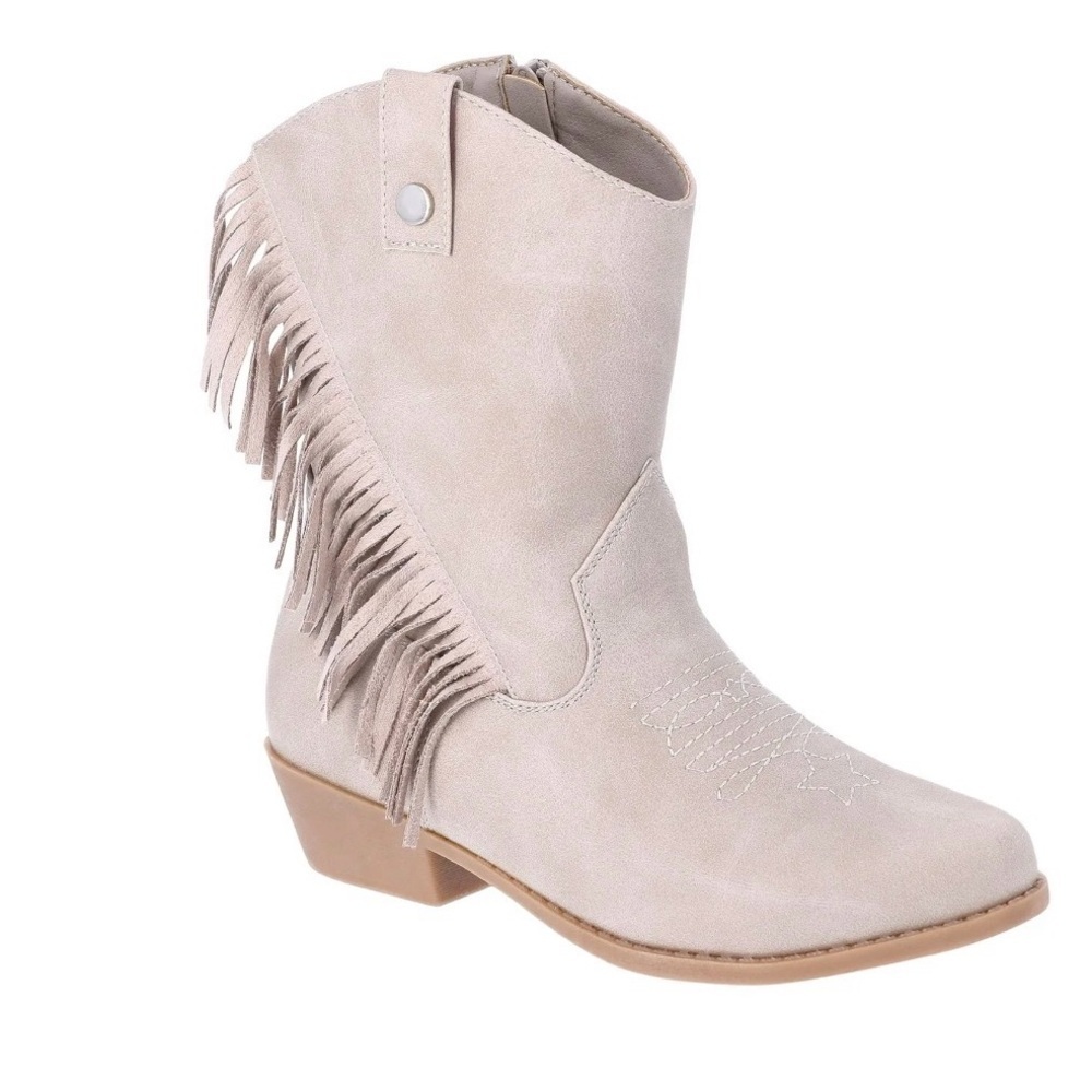 Justice Little Girl & Big Girls Cowgirl Western Boots size 3 in a tan/nude color